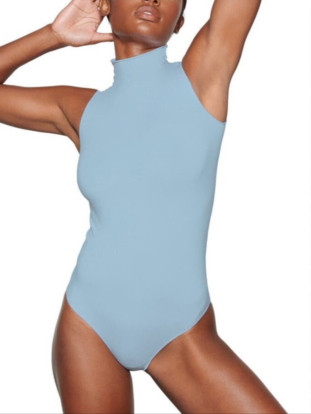 SKIMS Mock Neck Sleeveless High Neck Light Blue Bodysuit